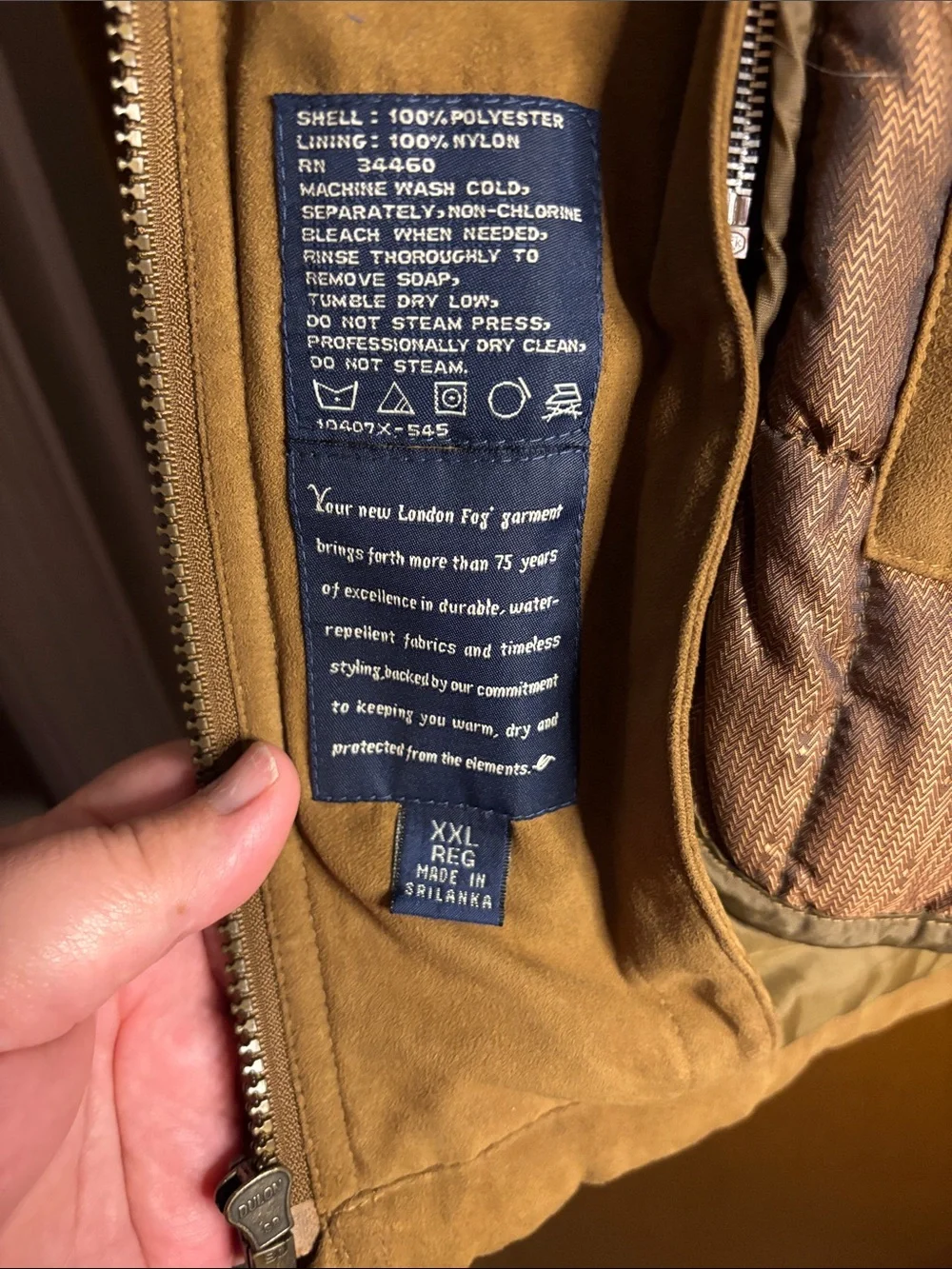 London Fog Men's Suede Zip Front Jacket in Tan Brown
